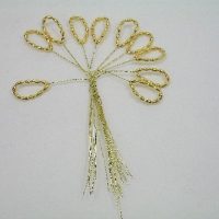 P100GR  BUNCH OF GOLD RICE PEARL LOOPS ON GOLD WIRE