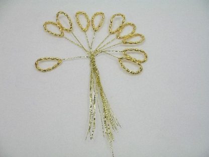 P100GR  BUNCH OF GOLD RICE PEARL LOOPS ON GOLD WIRE