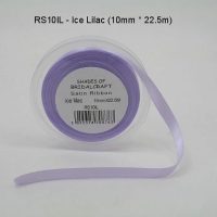 RS10IL  10 MM X 22.5 METRES SATIN RIBBON IN ICE LILAC- IF QUANTITY IS MORE THAN 10 ROLLS PAY 85P A ROLL