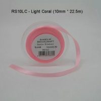 RS10LC  10 MM X 22.5 METRES SATIN RIBBON IN LIGHT CORAL- IF QUANTITY IS MORE THAN 10 PAY 85P A ROLL