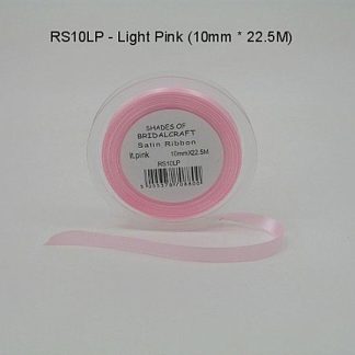 RS10LP  - 10 MM X 22.5 METRES SATIN RIBBON IN LIGHT PINK- IF QUANTITY IS MORE THAN 10 PAY 85P A ROLL