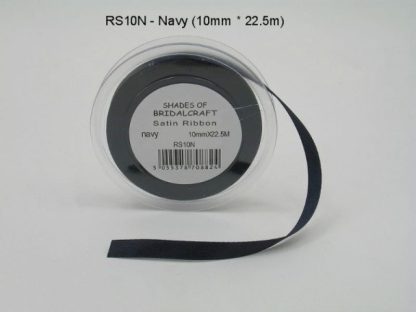 RS10N  10 MM X 22.5 METRES SATIN RIBBON IN NAVY- IF QUANTITY IS MORE THAN 10 ROLLS PAY 85P A ROLL