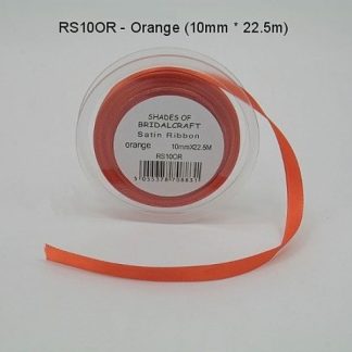 RS10OR  10 MM X 22.5 METRES SATIN RIBBON IN ORANGE - IF QUANTITY IS MORE THAN 10 ROLLS PAY 85P A ROLL