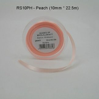 RS10PH  10 MM X 22.5 METRES SATIN RIBBON IN PEACH- IF QUANTITY IS MORE THAN 10 PAY 85P A ROLL