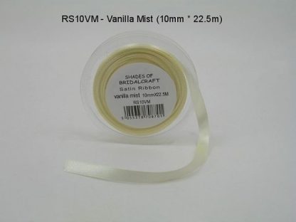 RS10VM  10 MM X 22.5 METRES SATIN RIBBON IN VANILLA MIST- IF QUANTITY IS MORE THAN 10 PAY 85P A ROLL