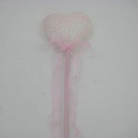 BABY PINK HEART WEDDING WANDS WITH ORGANZA TRAIL