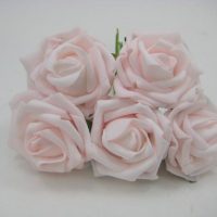 YF111PBPOPEN ROSES IN PRETTY BABY PINK COLOURFAST FOAM- BUY 36 BUNCHES PAY 90P A BUNCH