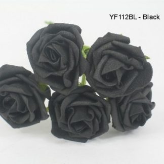 Bunch of Black Glitter 6cm Cottage Roses