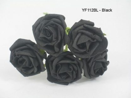 YF112BL  OPEN ROSES IN BLACK COLOURFAST FOAM