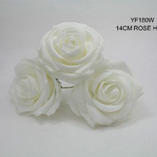 YF180W LARGE OPEN ROSE IN WHITE COLOURFAST FOAM