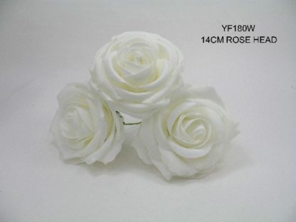 YF180W LARGE OPEN ROSE IN WHITE COLOURFAST FOAM