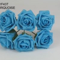YF43T QUALITY COTTAGE ROSE IN TURQUOISE COLOURFAST FOAM