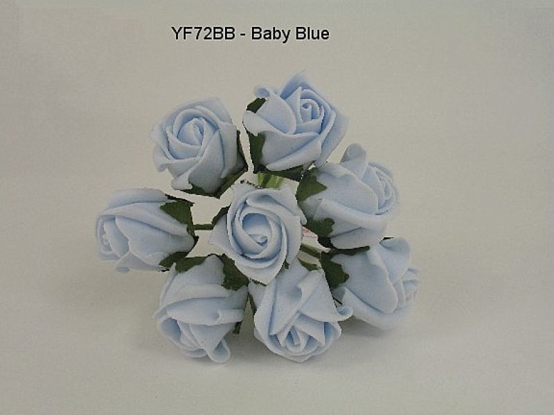 YF72BB   ROSEBUDS IN BABY BLUE COLOURFAST FOAM 8 X 3 CM
