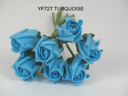 YF72T  ROSEBUDS IN TURQUOISE COLOURFAST FOAM 8 X 3 CM
